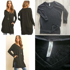 Oversized V neck Brushed Top✨️